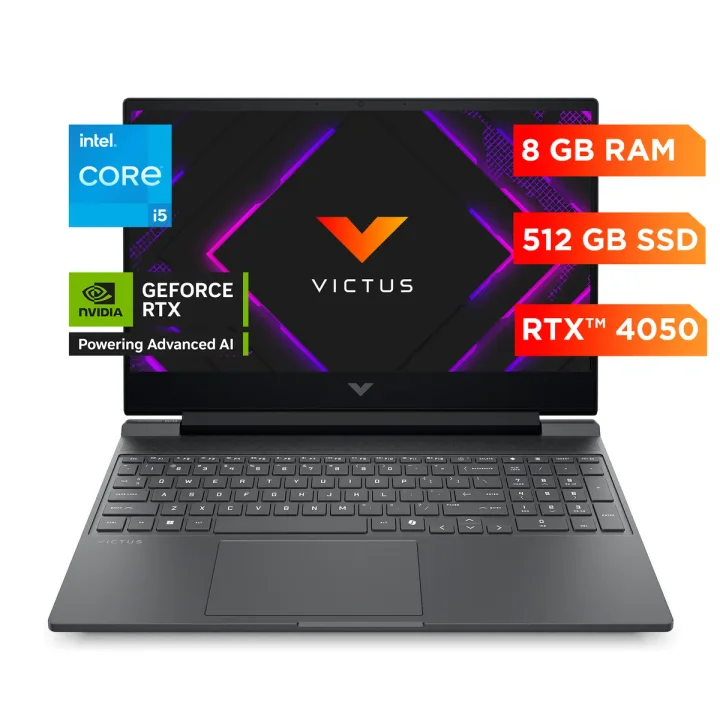 Notebook HP Gamer Victus 15-fa2018la Intel Core i5 8gb Ram 512gb Ssd RTX4050 6gb Windows 11 Home.
