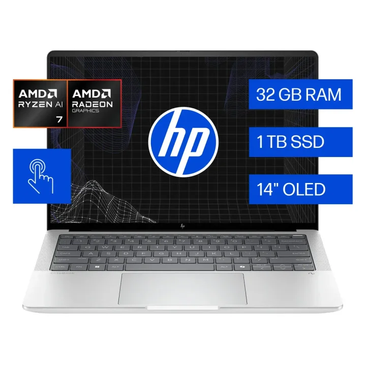 Notebook HP EliteBook X G1a AMD Ryzen AI 7 32GB RAM 1TB SSD 14" OLED Táctil Windows 11 Pro