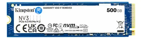 Disco Sólido Ssd 500 Gb Kingston Nv3 Nvme Pcie 4.0, Azul
