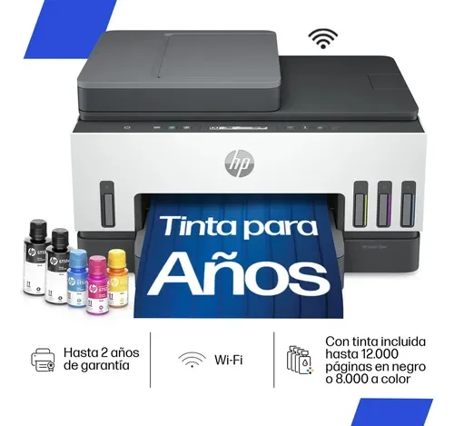 Impresora Multifuncional HP Smart Tank 750 Wifi Tanque de Tinta a Color Ethernet ADF Dúplex