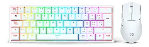 Kit Redragon Teclado Y Mouse K617rgb Sp + M724 White S143w Mouse Blanco Teclado Blanco