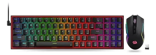 Kit Gamer Teclado Y Mouse Redragon S136 Inalámbrico S/red Mouse Negro Teclado Negro