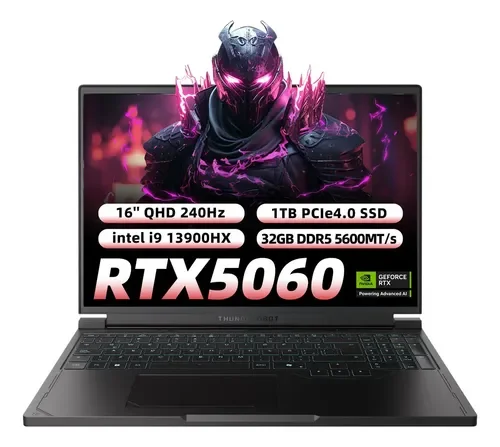 Nvidia Geforce Rtx 5060 THUNDEROBOT I9-13900hx Rs16 DDR5 32 Gb RAM 1 Tb SSD 16'' QHD 240 Hz Windows 11 Pro Español latino Teclado UK - Español Latino