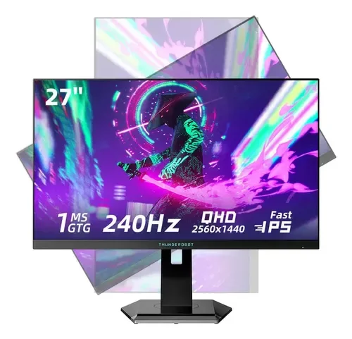 Monitor Gamer PC de 27 pulgadas Monitor Ergonómico Ajustable Thunderobot ZQ27F240L 2k Qhd 240 Hz IPS 1MS GTG HDMI 2.0 Y DP 1.4 HDR