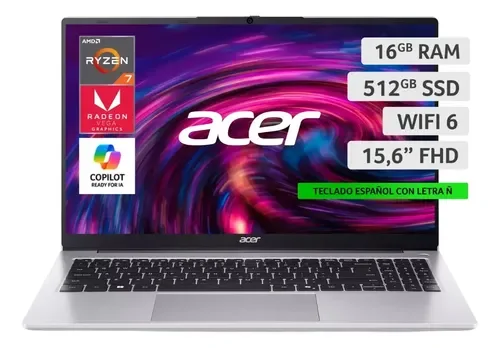 Acer Aspire Lite Al15-41p Ryzen 7 16gb 512gb Ssd 15.6 Fhd Silver