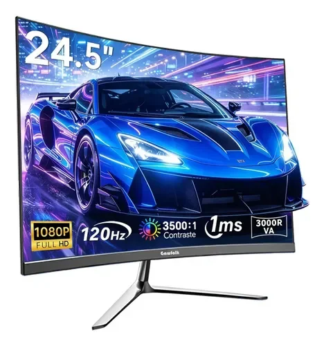 Monitor Gamer Curvo 24.5 Pulgadas 120Hz Full HD 1080P HDMI Freesync con Parlantes Integrados pantalla para pc